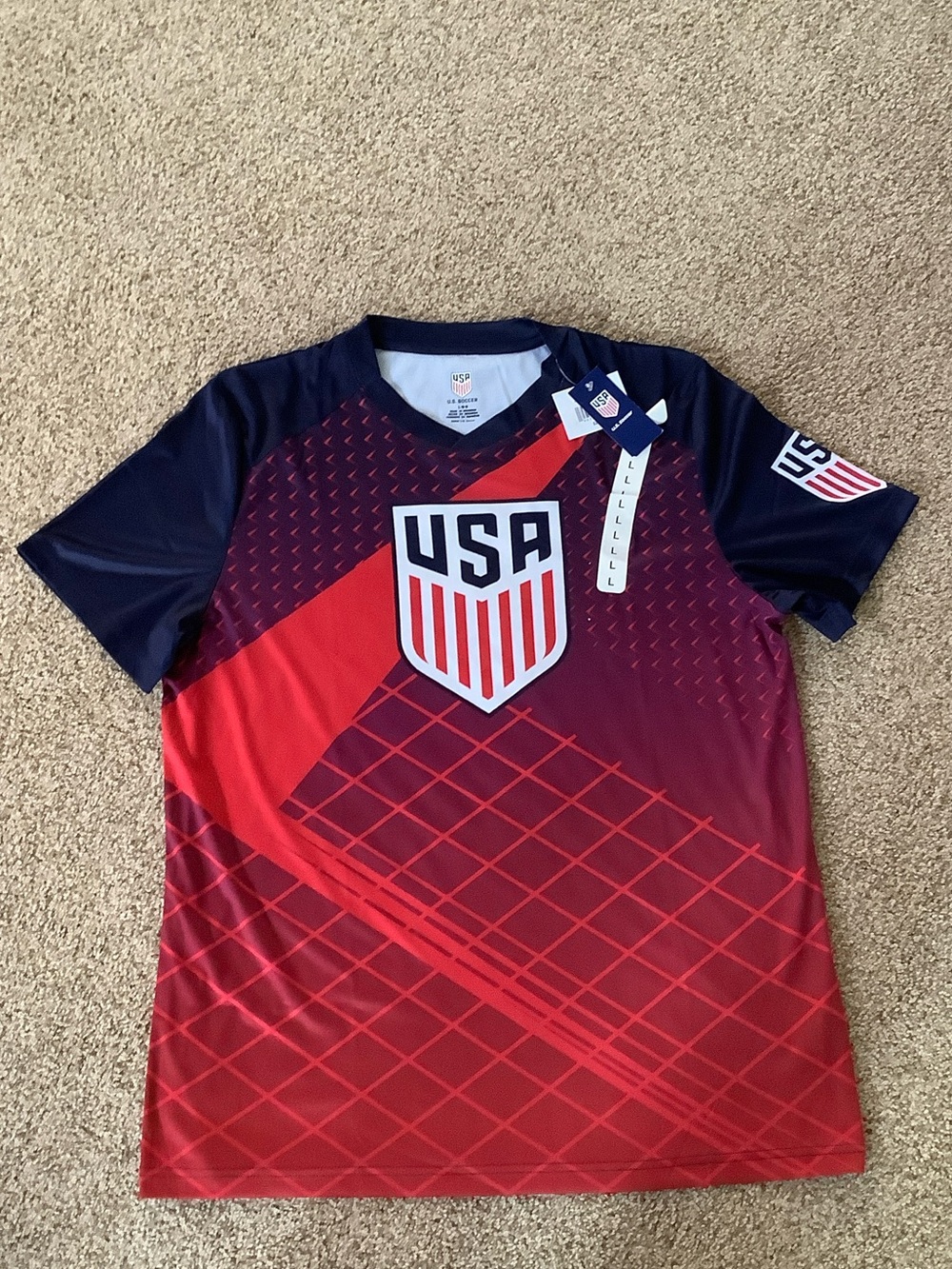 USA Red & Navy Men's Soccer Jersey NEW with Tags